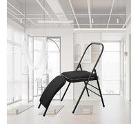 Chaise de yoga portable avec support lombaire - Tabouret pliable en métal pour les exercices d'étirement et de rotation - Chaise de yoga pliable robuste pour usage domestique - Siège assistant