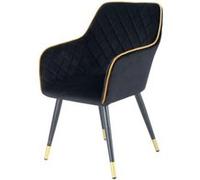 Chaise Déco en Velours "Amino" 86cm Noir & Or Noir G