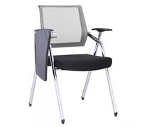 Chaise d'entraînement à dossier en maille respirante avec accoudoirs et bloc-notes, chaise de conférence pliante de réception, design de rangement compact, couleur grigio, taille : 49 x 59 x 87 cm