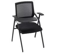 Chaise d'entraînement pliante avec planche d'écriture et porte-gobelet - Chaise de conférence multifonction pour entreprise, examen, étude et utilisation du personnel (noir)