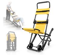 Chaise d'escalier pliable jusqu'à 159 kg, chaise d'évacuation manuelle en alliage d'aluminium avec 4 roues et ceintures de sécurité, chaise de transport pour personnes âgées, patients, service de