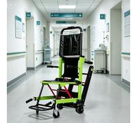 Chaise d'escalier pliante, alliage d'aluminium, capacité de charge de 352Ib, avec 4roues et ceintures de sécurité,for évacuation,aide à la mobilité,descente d'escalier en fauteuil roulant(Green)