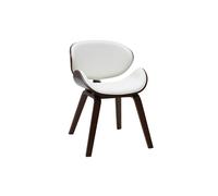 Chaise design blanche et bois foncé noyer WALNUT