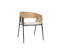 Chaise design bois clair et tissu chenille beige WESS