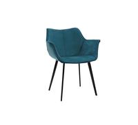 Chaise design en tissu velours bleu pétrole et métal noir VOLO