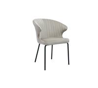 Chaise design en tissu velours gaufré taupe et métal noir REQUIEM