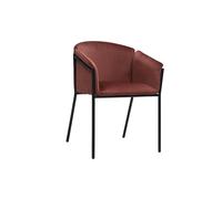 Chaise design en tissu velours rouge tomette et métal noir BRIANE