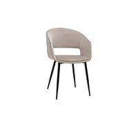Chaise design en tissu velours taupe et métal noir PRISMA