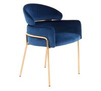 Chaise Design en Velours "Corey" 79cm Bleu