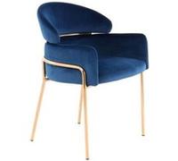 Chaise Design en Velours "Corey" 79cm Bleu