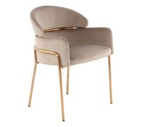 Chaise Design en Velours "Corey" 79cm Taupe