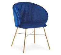 Menzzo Chaise Smart Velours Bleu Pieds Or c1023blue49