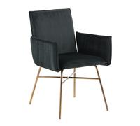 Chaise Design en velours "Petra" 87cm Noir & Cuivre
