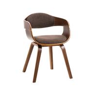 Chaise Design Retro Kingston Tissu Coque bois avec Accoudoirs et Siège Rembourré - CLP - Marron - Vintage 73 cm