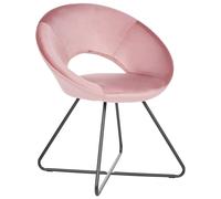 Chaise Design Rose en Velours à Dossier Ajouré Piètement en Croix Rétro Rachel