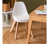 Chaise Design Scandinave Pieds Hêtre - Baya Blanc TU