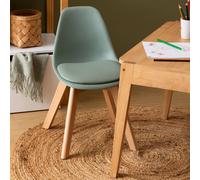 Chaise Design Scandinave Pieds Hêtre - Baya Vert Clair TU