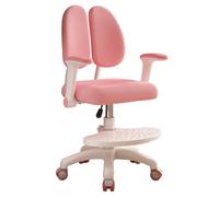 Chaise d'étude ergonomique RFEGJVII pour enfants avec soutien lombaire, hauteur et profondeur de siège réglables, roues à 360 degrés, rose, moderne, métal plastique