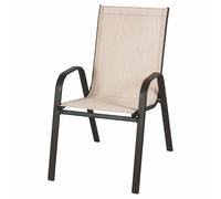 Chaise d'extérieur avec accoudoirs, en Acier au Carbone, PVC et Polyester, Marron, Esté