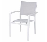 Chaise d'extérieur avec accoudoirs, en Aluminium, PVC et Polyester, Blanc, Tropea Esté