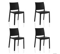 T37 V lot de 4 - Chaise d'extérieur Noir