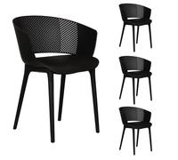 IDIMEX Lot de 4 chaises de Jardin OLINDO Noir, Chaise d'extérieur pour terrasse avec Protection Anti-UV