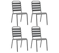 Lot de 4 chaise vidaxl exterieur empilable non pliable en acier H. 84 cm gris Gris G