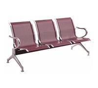 Chaise D'invité De Bureau En Acier Robuste, Chaise De Réception Avec Dossier, Banc De Salle D'attente 3 Places, Sièges Publics For Aéroport, Hôpital, Gare, Banque(Red)