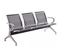 Chaise D'invité De Bureau En Acier Robuste, Chaise De Réception Avec Dossier, Banc De Salle D'attente 3 Places, Sièges Publics For Aéroport, Hôpital, Gare, Banque(Black)