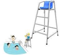 Chaise d'observateur pour piscine et court de tennis, chaise de sauvetage professionnelle en acier inoxydable avec crochet et trou pour parasol