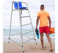 Chaise d'observation de maître-nageur en acier inoxydable avec trou pour parasol - Idéale pour les arbitres et la sécurité des piscines, conception durable et résistante aux intempéries pour