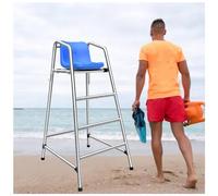 Chaise d'observation de sauveteur en acier inoxydable avec trou de fixation pour parapluie, 1,8 m de haut pour la plage, les piscines, les courts de tennis, chaise de sauvetage (taille : 1,5 m de