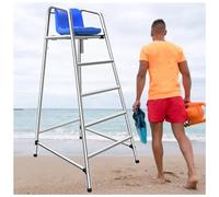 Chaise d'observation pour installations aquatiques en acier inoxydable avec support de parapluie, conçue pour le maître nageur et la surveillance d'arbitre