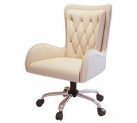 Chaise d'ordinateur Chaise de Bureau pivotante avec Dossier, Rotation à 360°, roulettes et réglage en Hauteur, adaptée au Salon ou au Bureau(White/Silver,B)
