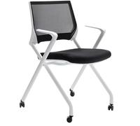 Chaise d'ordinateur, chaise pliante avec poulies et accoudoirs, chaise de salle de conférence en maille, coussin de siège à éponge élastique haute, adaptée aux bureaux et aux salles de conférence