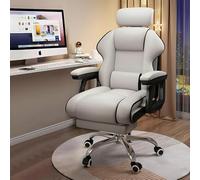 Chaise d'ordinateur, de bureau à domicile, angle réglable, ergonomique, réglable en hauteur, en cuir PU, avec accoudoirs rembourrés, pour une assise longue durée, blanc et noir