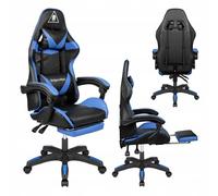 Chaise d'ordinateur de jeu rembourré réglable avec pieds GX-150-bleu noir