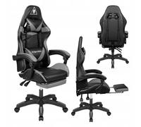 Chaise d'ordinateur de jeu rembourré réglable avec support de jambe GX-150 GRAY BLACK-GRAY