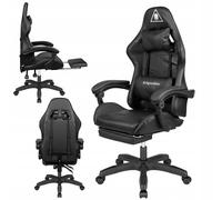 Chaise d'ordinateur de jeu rembourré réglable avec support de jambe GX-150 noir