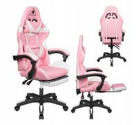 Chaise d'ordinateur de jeu rembourré réglable avec support de jambe GX-150 rose