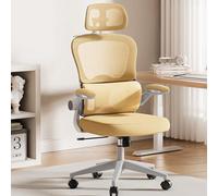 Chaise d'ordinateur Ergonomique avec Support Lombaire Qui s'adapte à la Courbe Lombaire, Appui-tête Confortable et accoudoirs réversibles, Peut être utilisée pour Travailler et étudier Yellow