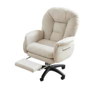 Chaise d'ordinateur pivotante, chaise de jeu avec roulettes, chaises de bureau ergonomiques for chambre à coucher, chaise d'étude avec siège rembourré et fauteuil à dossier fiable(Beige,Without)