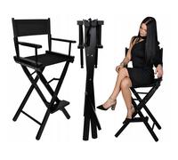 Chaise d'Oxford en bois cosmétique pliant pour le maquillage et la coiffure noire