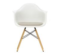 Chaise Eames Plastic DAW rembourré structure frêne ash base honey coloured/blöack steel