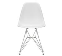 Vitra DSR Eames Plastic Side Chair - coton blanc RE - chromé - Patins en feutre pour sols durs noirs