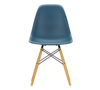 Vitra Chaise Eames Plastic DSW RE structure érable doré bleu mer patins en feutre noir