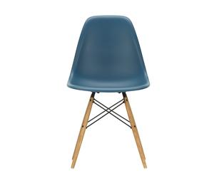 Chaise Eames Plastic DSW RE structure frêne honey coloured ash base/ black steel/ felt gliders black