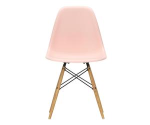 Chaise Eames Plastic DSW RE structure frêne honey coloured ash base/ black steel/ felt gliders black