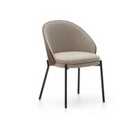 Chaise Eamy en chenille marron clair, placage frêne finition wengé et métal noir