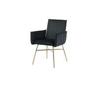 Chaise Design en velours "Petra" 87cm Noir & Cuivre